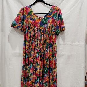 Sita Vintage Colorful Floral Maxi Dress Made In Nepal